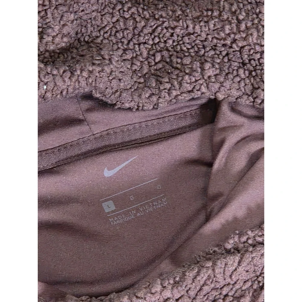 Nike Womens Therma-FIT Sherpa Fleece Hoodie Burgundy Plum Pullover Large